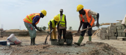 Preparing the clay for making stabilized earth bricks during a training by AJDEC in Mora, Far North Cameroon