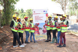 Participants being trained in stabilized earth bricks making at Dschang, West Cameroon