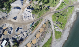 River gravel stockpiles at a quarry operation in Tailevu
