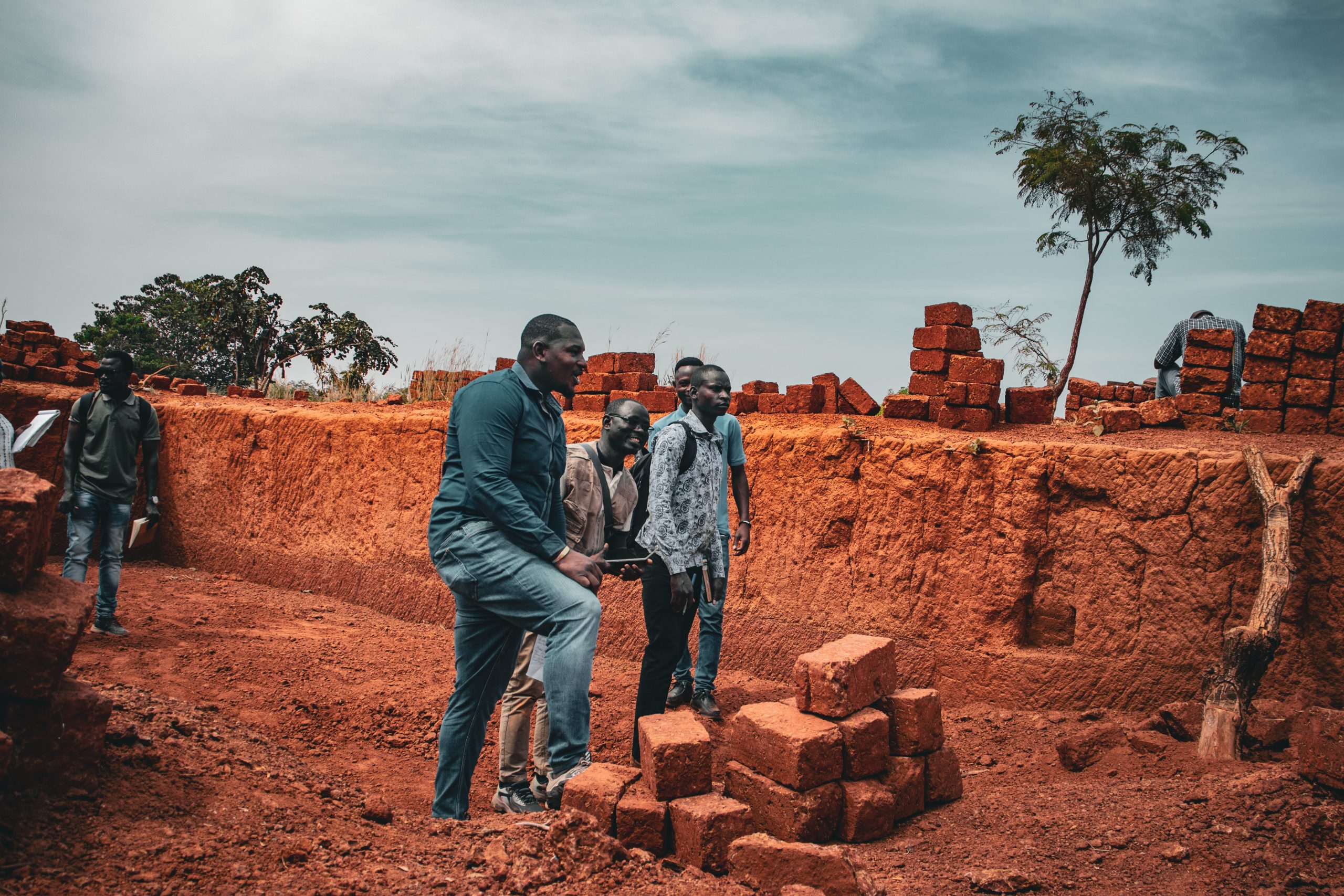 At a laterite block mining site