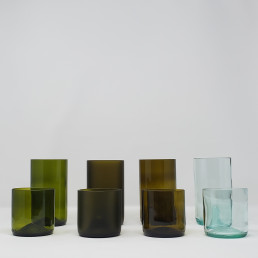 Recycled glass items by Artisan House in Jamaica. Recycling glass saves sand in nature