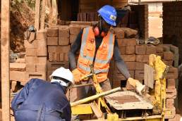 Keramos team making low-carbon stabilized earth bricks