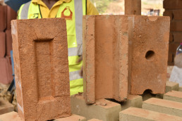Compressed earth bricks made with local clay