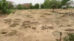 Clay extraction sites for brick making in North Cameroon