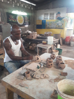 Ceramic art making in Trench Town, Kingston, Jamaica
