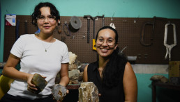 Maelle and Sayan Johnston run Artisan House, an enterprise making art from development minerals and recycled glass