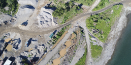 Overview of a gravel stockpile at a quarry site on a riverbank in Fiji, exposing it to flood risk Photo credit: Secretariat of the Pacific Community (SPC)