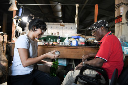 Sayan Johnston and Egbert Hamilton, artisans of different generations sharing the same passion for stone art