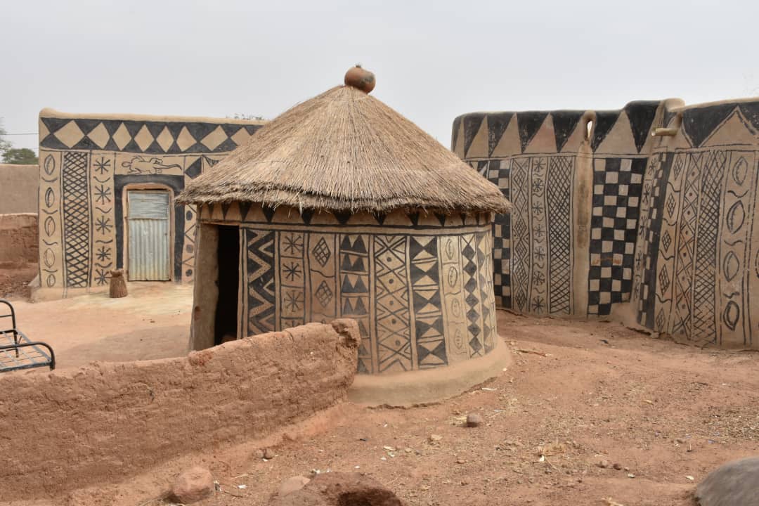 Traditional decorated houses in Tiébélé, Burkina Faso