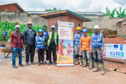 Cameroon, training on stabilized earth brick-making. Group photo of some training participants.