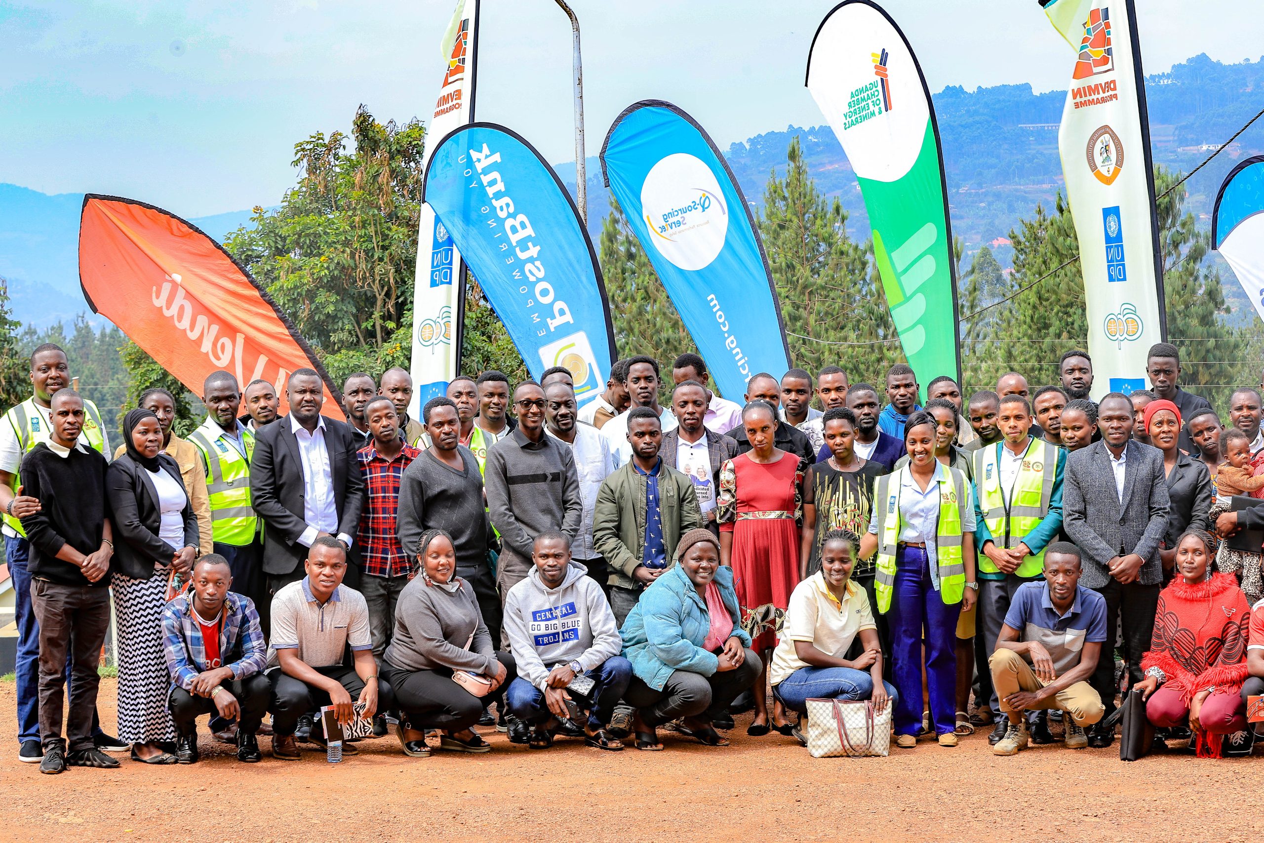 Group photo of training participants at Kabale University. In the picture are Mr. Humphrey Asiimwe, CEO of Uganda Chamber of Energy and Minerals, and Mr. Michael Musinguzi from Q-Sourcing – a human resource development company, among others. Photo credit: UNDP Uganda