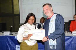 Certificate awarded by the UNDP Deputy Resident Representative to Ms. Winnie Lekama