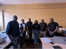 Mission team and the CEO and Director of Engineering for Kulenga Investment ltd at their offices in Kitwe. Kulenga is a pilot small mining business - run by women - that is being mentored by the Programme.