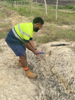 Limestone sampling along Valley Road at Sigatoka 