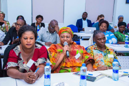 Madam Paulin Ninje, Chairperson of Tanzania Women in Mining and Mineral Industres ( TWiMMi), making a point referencing a key concept from the workshop.