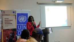 Akuba Yalley of the University of Mines and Technology (Ghana) engaging fellow participants in discussion, sharing insights and perspectives during the workshop.