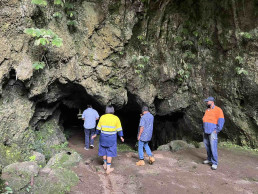 Team visiting the limestone cave at SCIL Wailotua Quarry at Tailevu 
