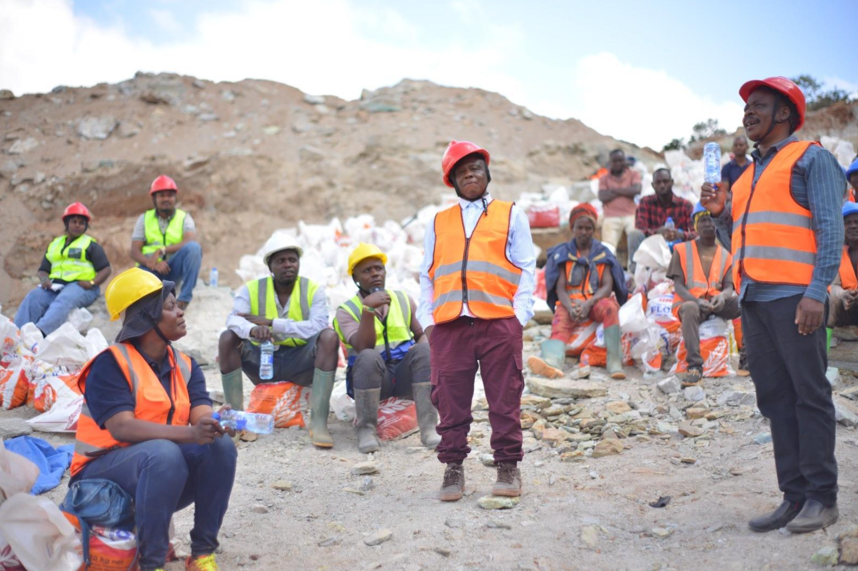 Mr. Chacha Megewa (right), together with experts from the Mining Commission and the ACP–EU Development Minerals Programme, delivered on-site health and safety training for artisanal and small-scale miners in Dodoma.