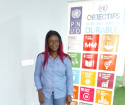 Leslie Treve Bapina Babidamana, a stone breaker at the Kombé quarry in Brazzaville, Republic of Congo (Photo credit: UNDP Congo).