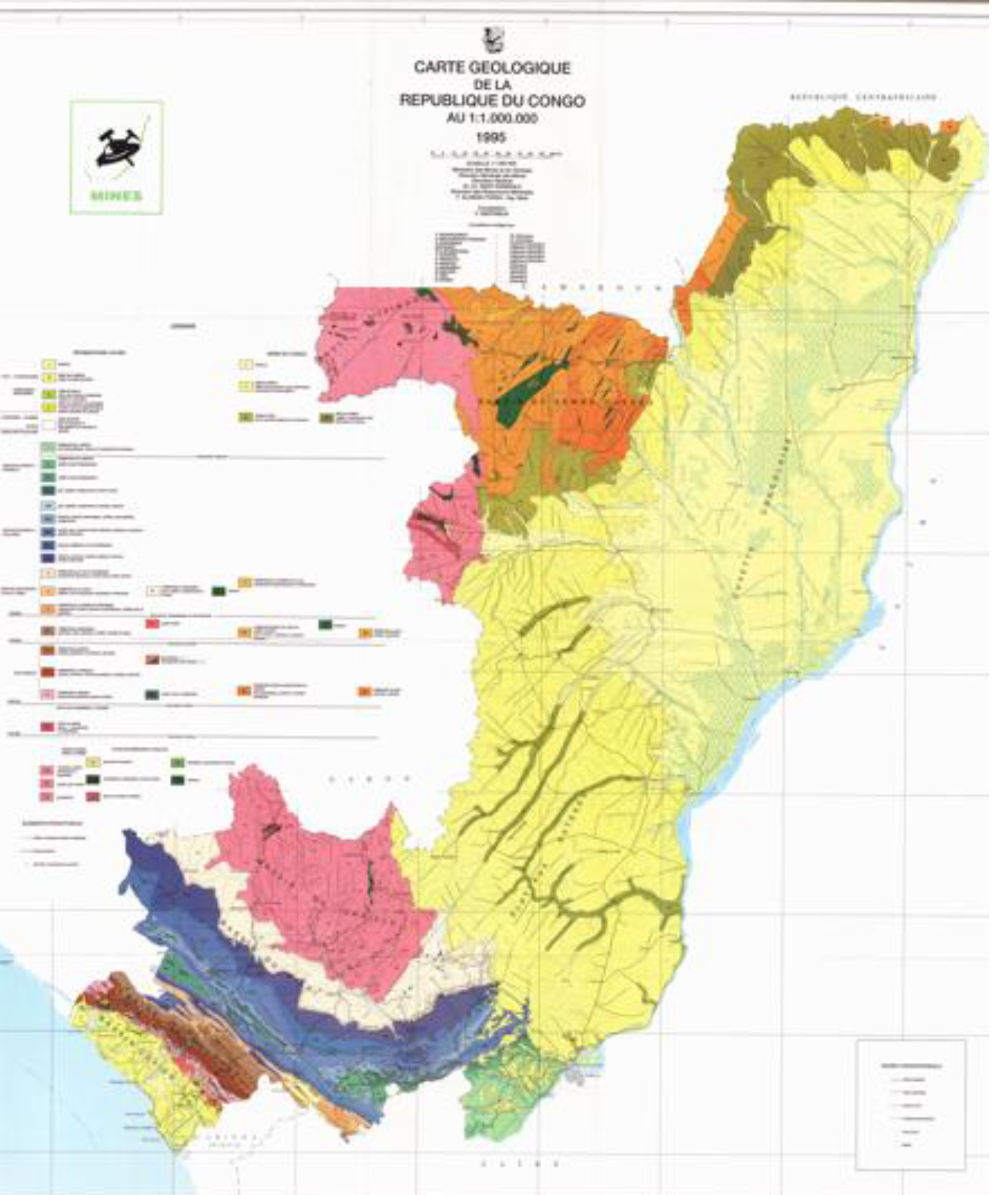 Geological map and view of some mining sites of the Republic of Congo