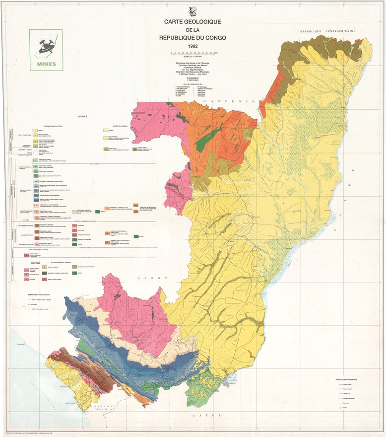 Geological map and view of some mining sites of the Republic of Congo