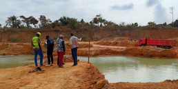 Field data collection at an alluvial gravel quarry site&Acirc;&nbsp;in Kouilou, Republic of Congo, conducted as part of the baseline study.