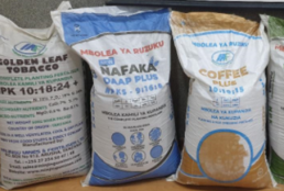 Agricultural fertilizer produced for use in farming across the region.