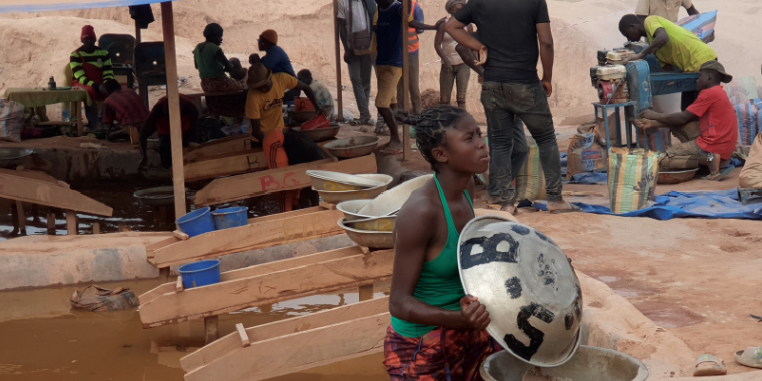 Gold mining activities in Batouri, where mining and other human activities have contributed to extensive forest loss and land degradation.