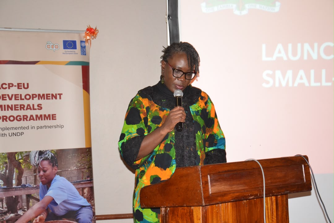 UNDP Zambia Head of the Inclusive Growth Unit, Chali Selisho, delivers remarks during the launch of Zambia’s National Artisanal and Small-Scale Mining Strategy 2025–2029.