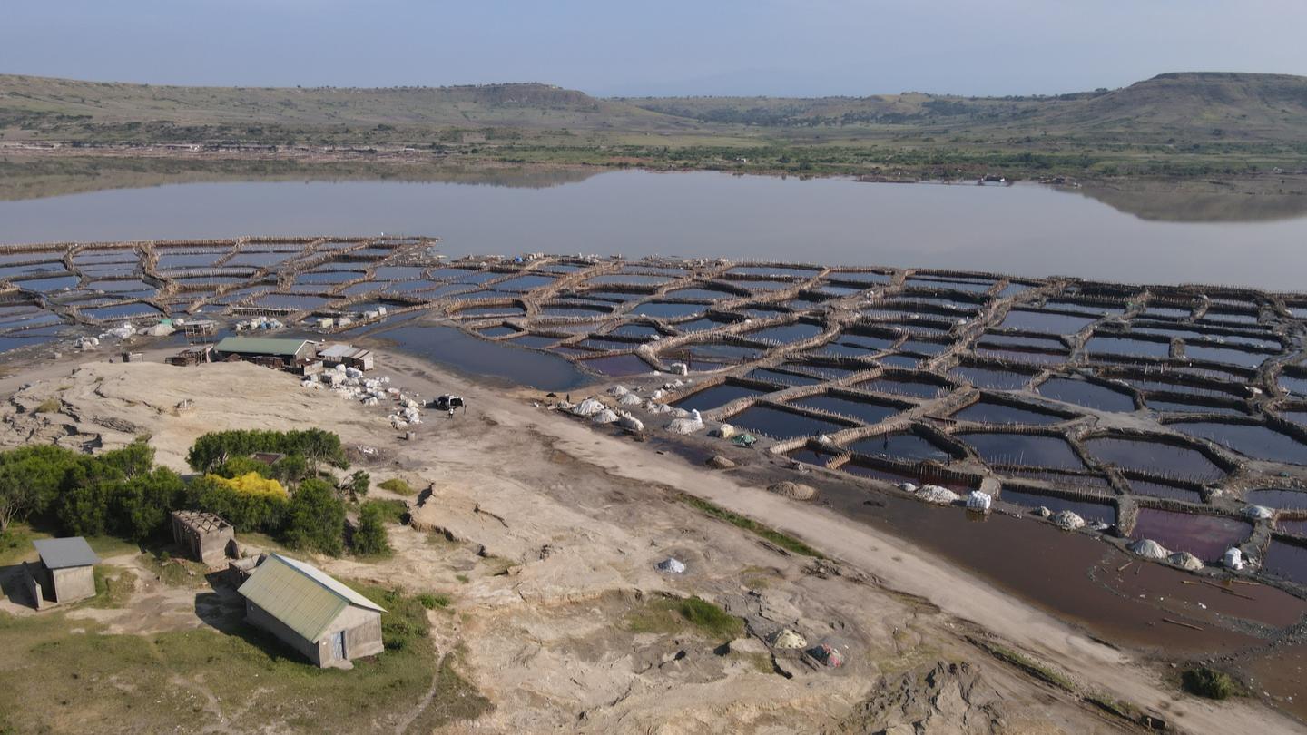 Salt extraction site at Lake Katwe in Kasese District